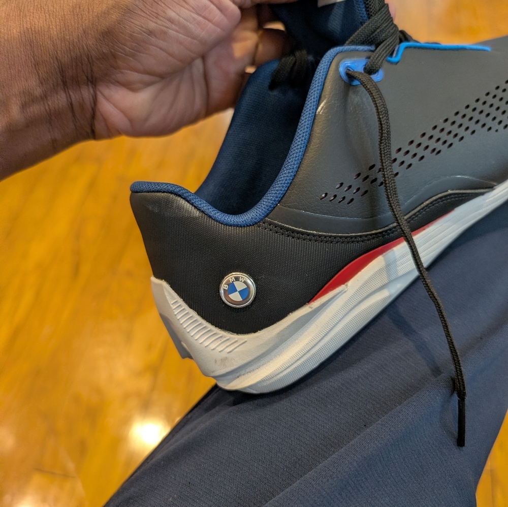 BMW Men's Charcoal and Blue Sneakers